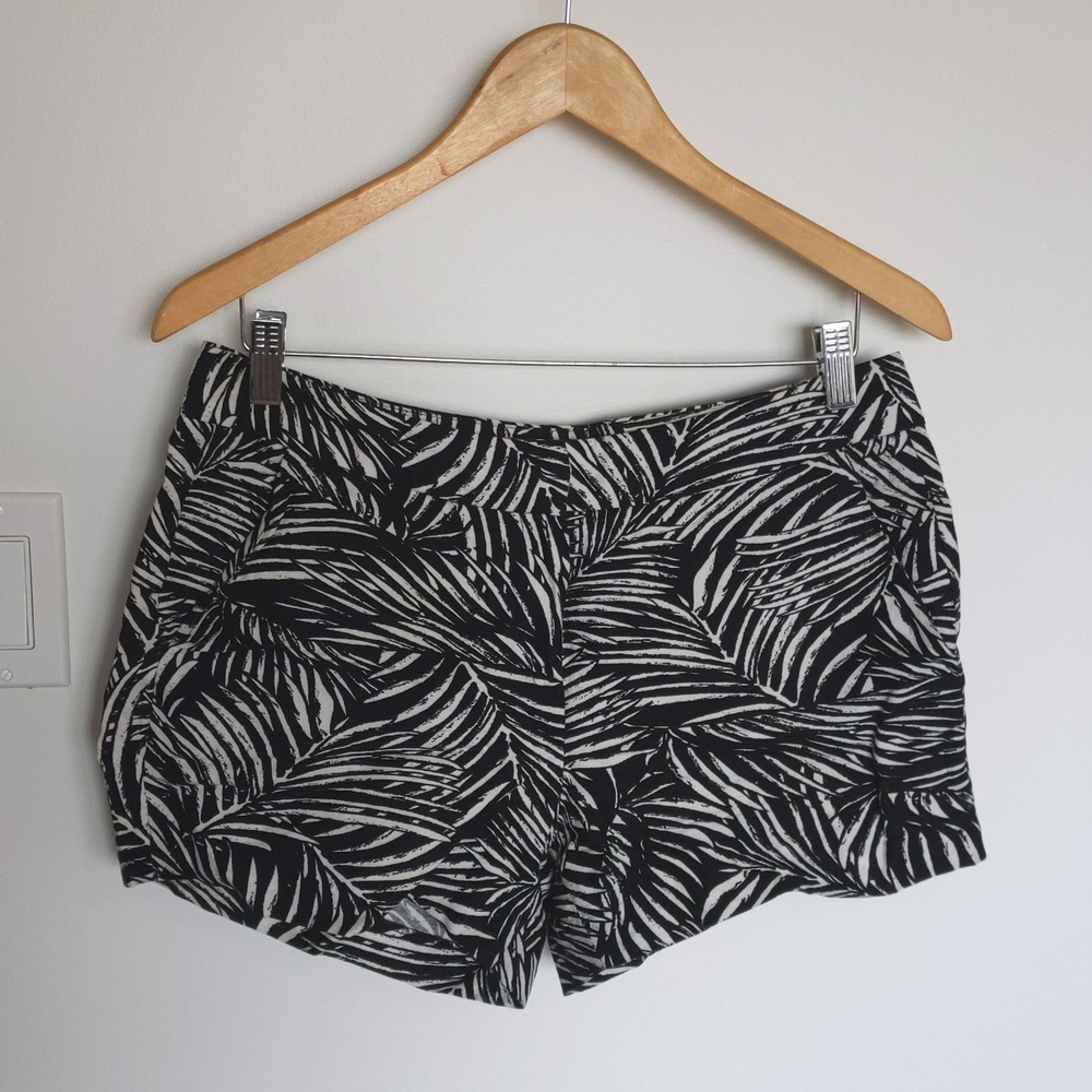 audrey & celine linen rayon blend palm print shorts size 6